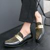 Модные мужские туфли из лакированной кожи со стразами, золотистого цвета, мужские туфли SlipOn с острым носком, для свадьбы, деловой вечеринки, большие размеры 38-47