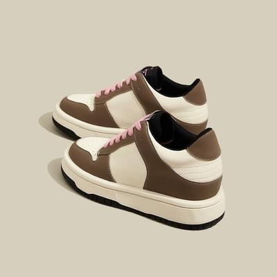 Весенние новые тонкие туфли одинакового цвета на шнуровке с круглым носком, женские кожаные туфли в стиле ретро для активного отдыха, женские туфли для доски, увеличивающие рост