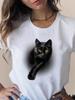 Summer Plus Size Print T Fashion 3D Cat Lovely Trend Cute Women's Clothing Short Sleeve Clothes Summer T-shirts Ladies Graphic Tee