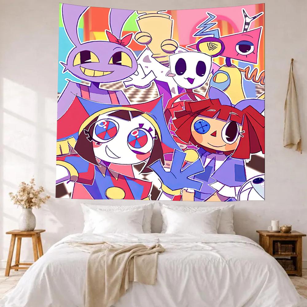 Digital Circus Wall Decor Tapestry Art For Pet Memorial Birthdaywedding Party Backdrop Family Gift
