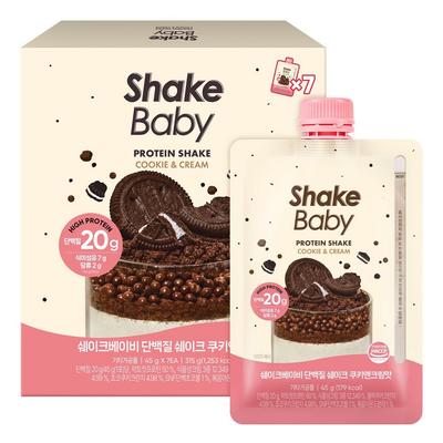 Shake Baby Протеиновый коктейль в пакетике Вкус Печенье и Крем Shake Baby Вкусный Протеиновый коктейль Заменитель пищи в пакетике 7 шт 45 г | 7 шт 45 г