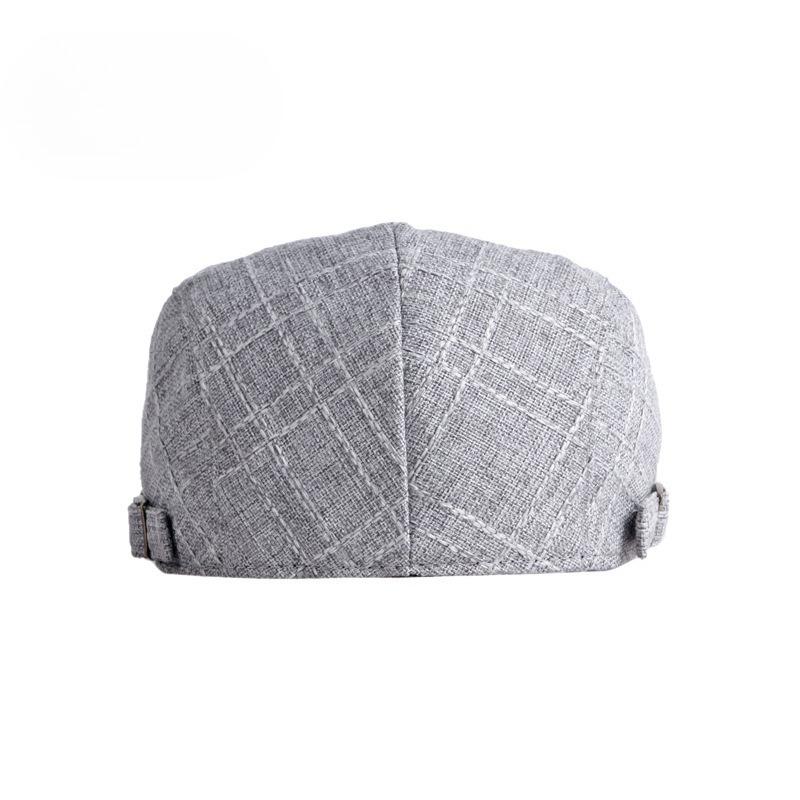 British Retro Faux Linen Flat Cap for Men Women Vintage Adjustable Beret Newsboy Hat Casual Breathable Peaked Forward Cap Korean Style