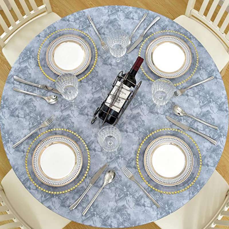 Круглая скатерть из ПВХ, водонепроницаемая, утолщенная, прозрачная, с принтом, деревянная, маслостойкая, пластиковая скатерть на флисовой подкладке, эластичная