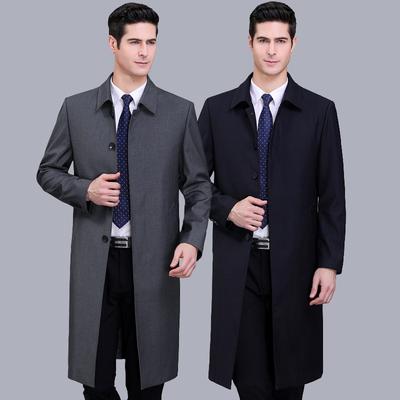 Высококачественная мужская длинная ветровка с лацканами, повседневная куртка, свободное пальто большого размера для мужчин среднего возраста, куртка на пуговицах