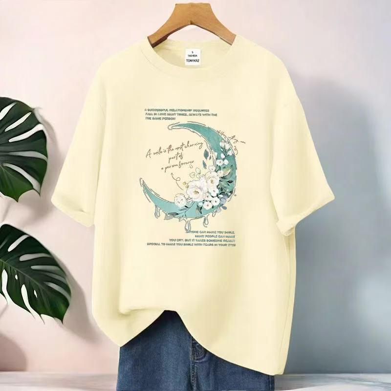 Comfortable and Breathable Summer Loose-fitting Cotton T-shirt for Women
