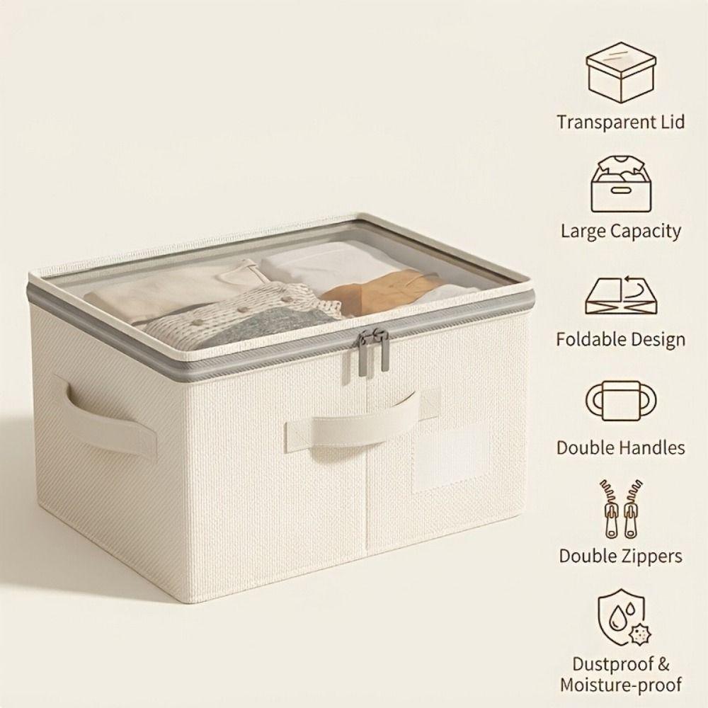 Large Capacity Folding Storage Bin Clear Window Wardrobe Organizer for Bedroom