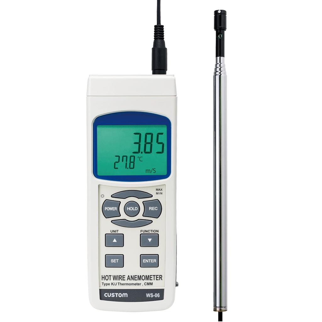 CUSTOM Digital Wind Meter Hot Wire Type Environmental Temperature Thermocouple Connection White Speed/Flow WS-06 Measurement/KJ