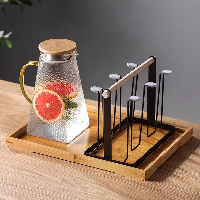 High Quality Durable Japanese Style Cup Drying Rack Space-saving With Drain Tray Mug Organizer Shelf Standing Type Bottle Holder