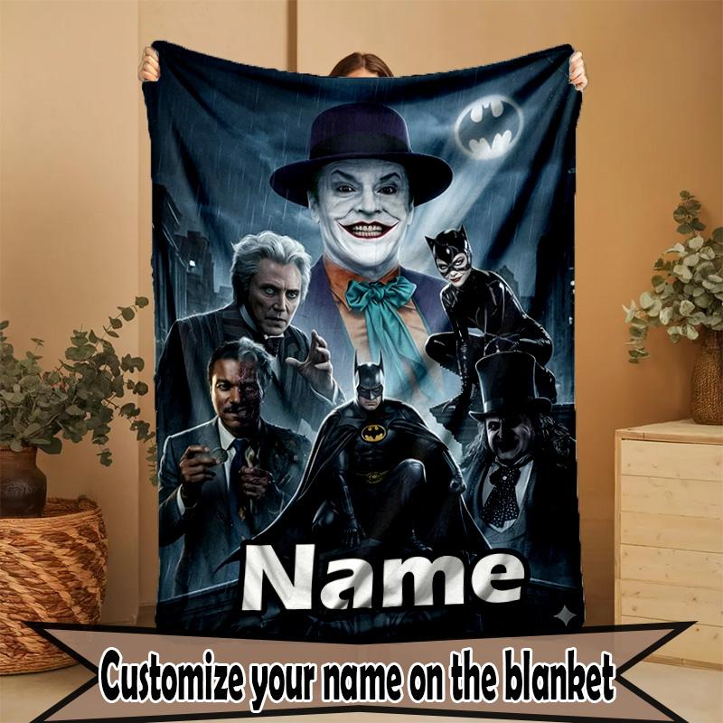 Custom Name Personalized Batman Print Blanket, Home Decor, Bedroom, Sofa, Camping, Couch, Gifts for Birthday ChristmasEnthusiasts