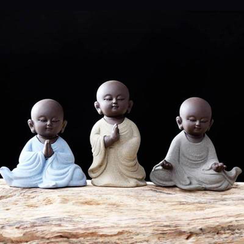 Креативные статуэтки Будды из фиолетовой глины Zen, Керамическое украшение в виде маленького монаха, Чайный питомец Кунг-фу Пуэр, Чайная посуда, Офис, Настольные поделки
