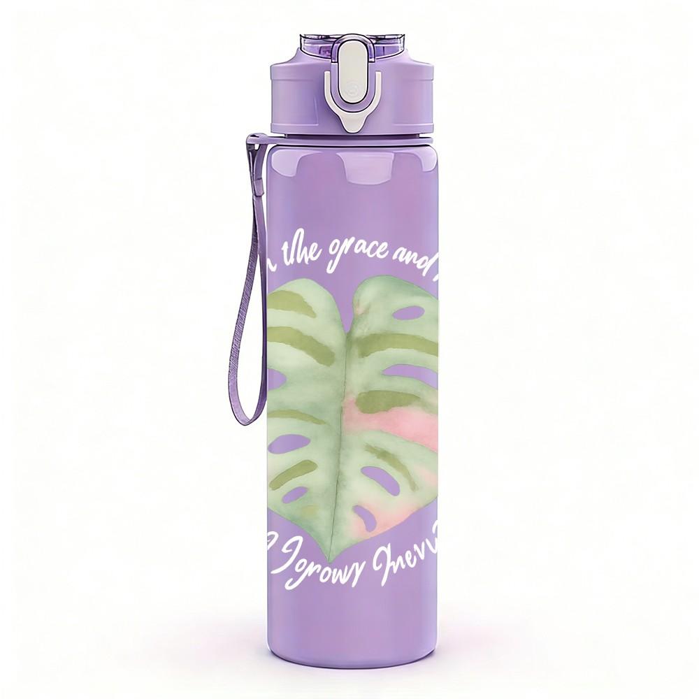 1PC Monstera Leaf Minimal Art 750ml Color Plastic Sports Water Bottle Leakproof Flip Straw Lid Suitable for Sports Office Home Use