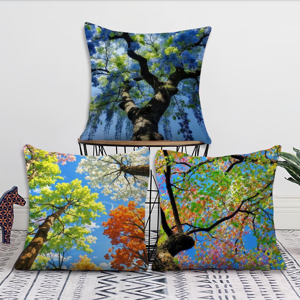 Colorful Trees cushion cover For Pillow Printing Sofa Decoration Home Car Room Coffee Shop Office Nordic Simplicity