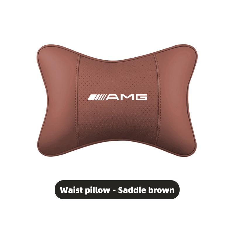 IXEA6 Car Seat Leather Headrest Lumbar Support Cushion Tire Valve Cap For Mercedes Benz AMG E S C A B Class GLE GLS CLA CLE GLC CLS