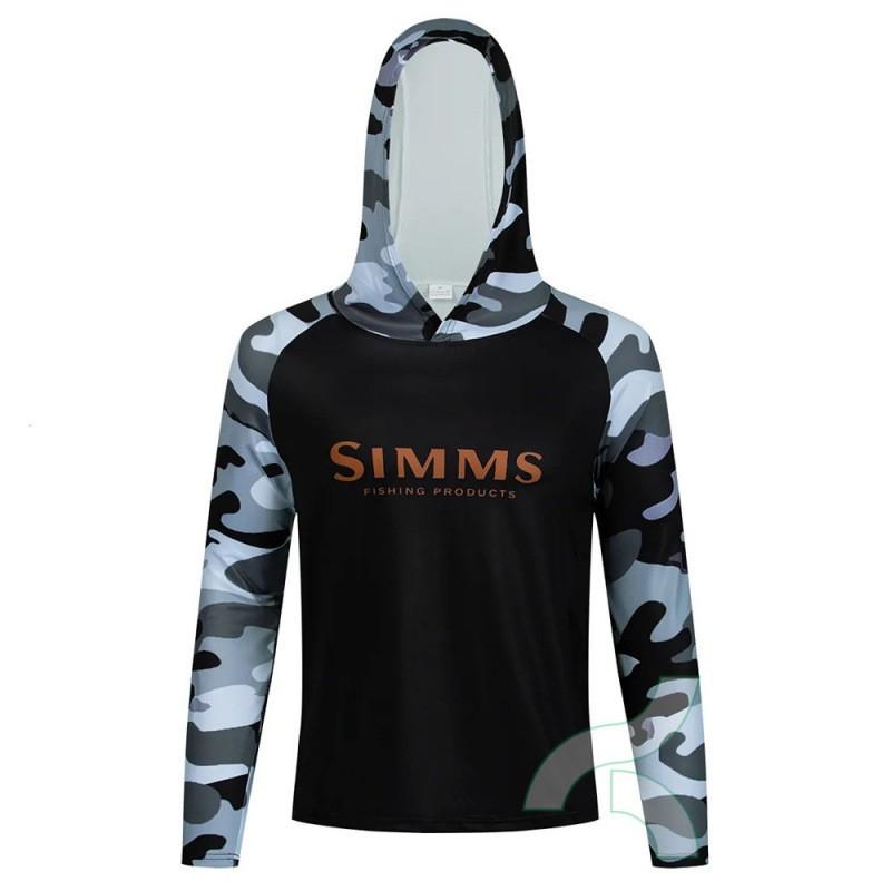 Mens Quick-Dry Hooded Fishing Shirt UV Protection Long Sleeve Outdoor Sportswear Casting Kayak