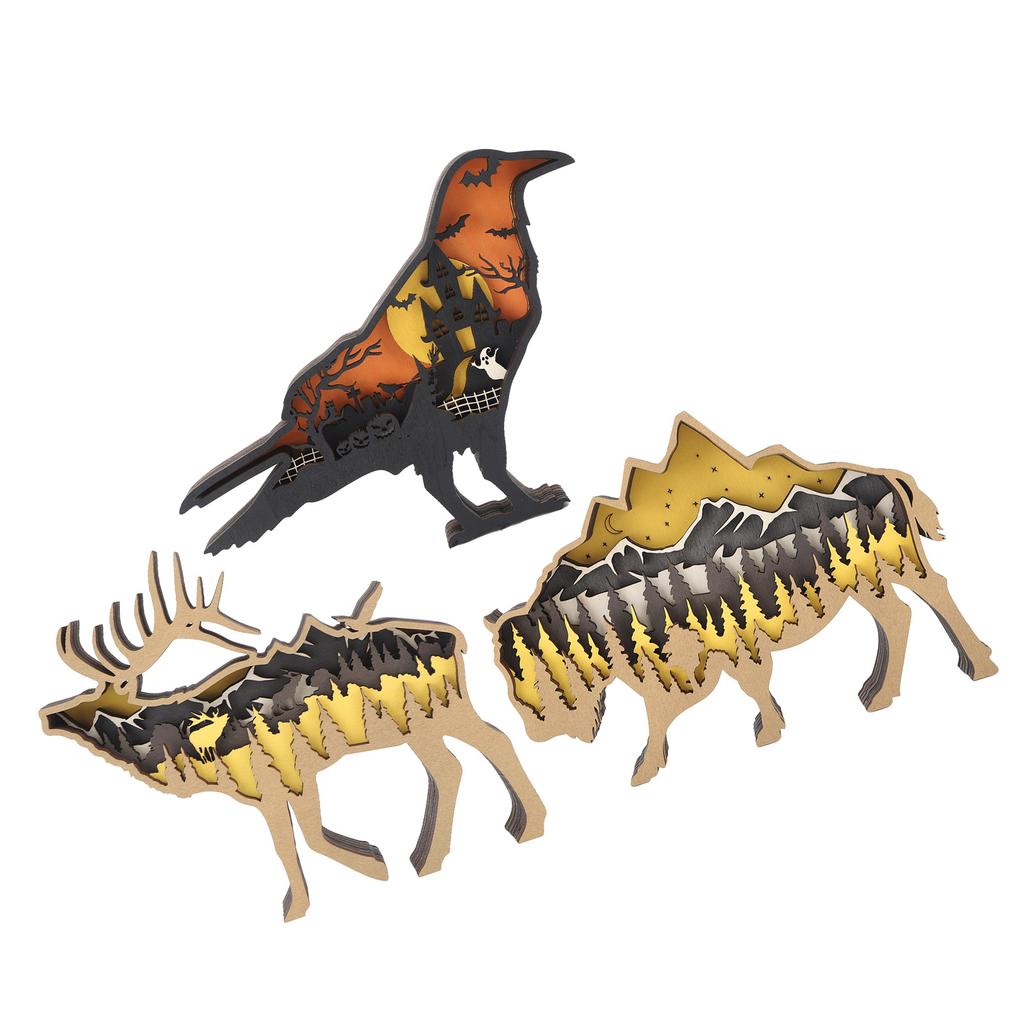 3D Woodcarving Ornament Boxwood Multilayer Handicraft Hollow Animal Desktop Decoration for Halloween