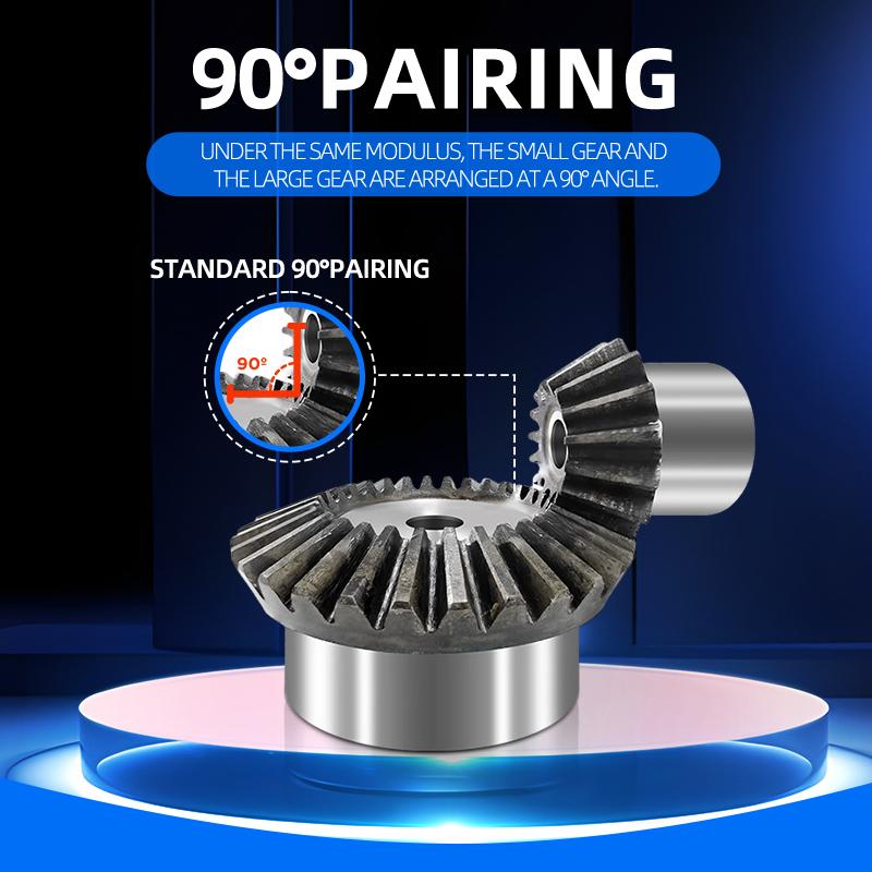 1Pair 1:2 Bevel Gear 1M15Teeth+30Teeth Inner Hole 6mm 90 Degree Drive Commutation Steel Gears Steel Gears Screw M5