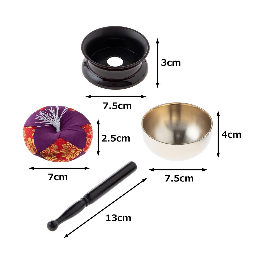 Фурнитура для буддийского алтаря Sunmeni Набор Rin Rin, латунный дюймовый набор. В комплекте с Rin и подставкой. Безопасно для изготовленных в Японии палочек Sanmeni 2.5 из 4 частей, подушка,