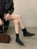 Модные женские ботильоны с острым носком, эластичные ботильоны 2024 года, новые поступления, туфли на танкетке черного цвета, высокие каблуки, модные туфли для вечеринок