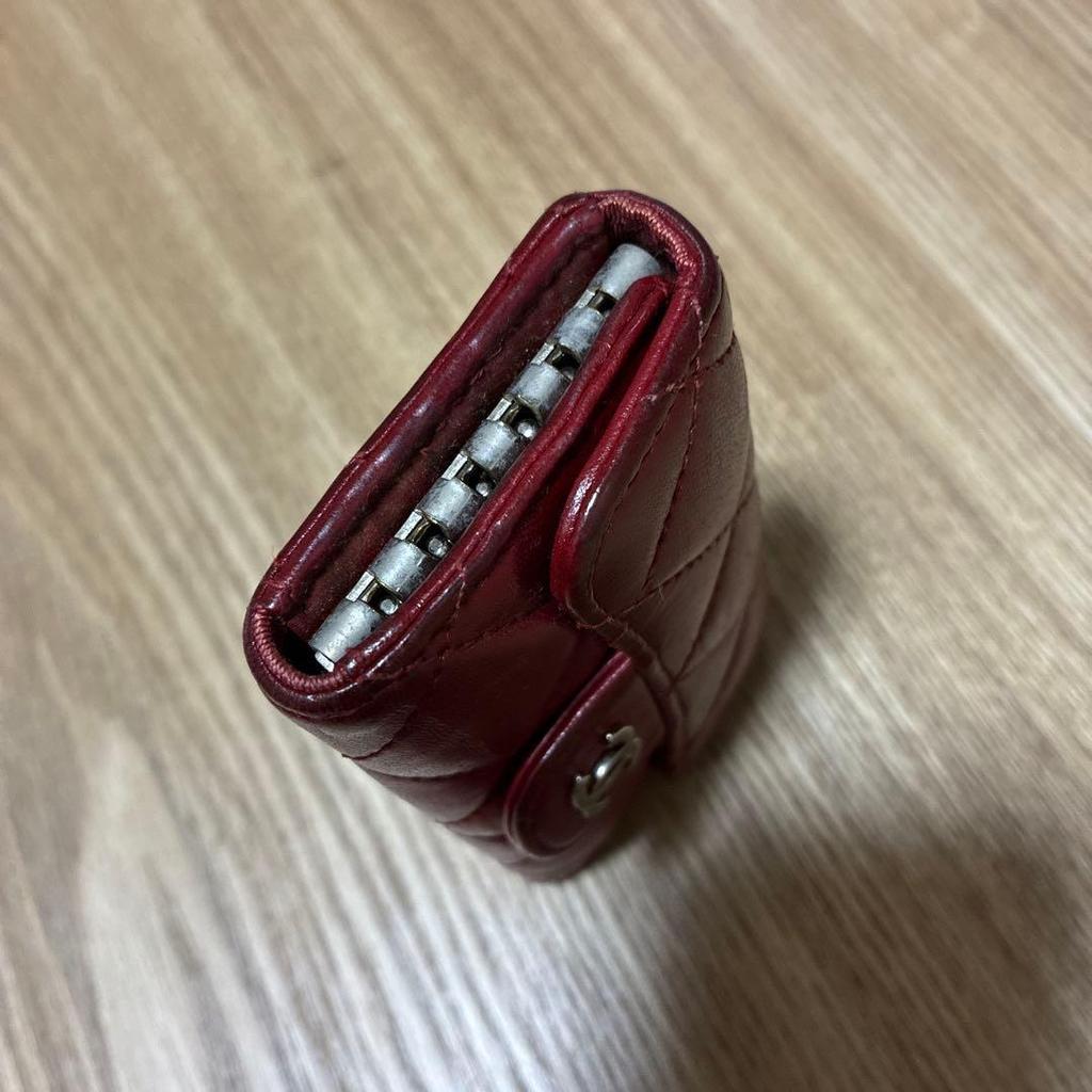 Used CHANEL Matelasse Key Case Red 6 Hooks