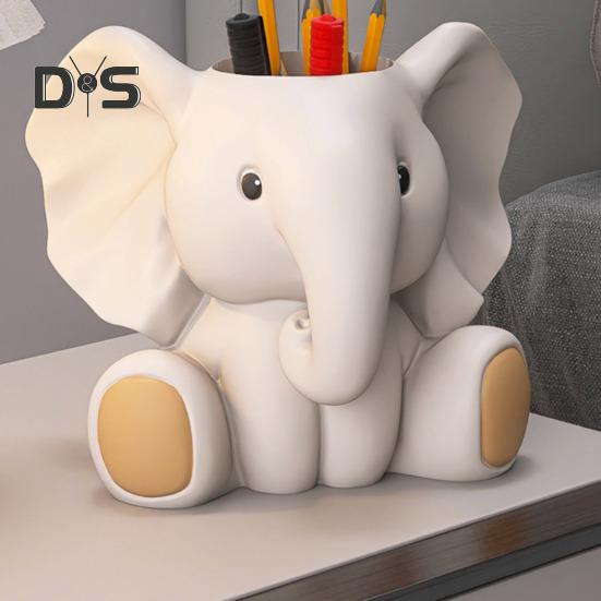 Elephant Pen Holder Fading-resistant Resin Desk Organizer Multifunctional Office Decor Perfect Desk Accessories