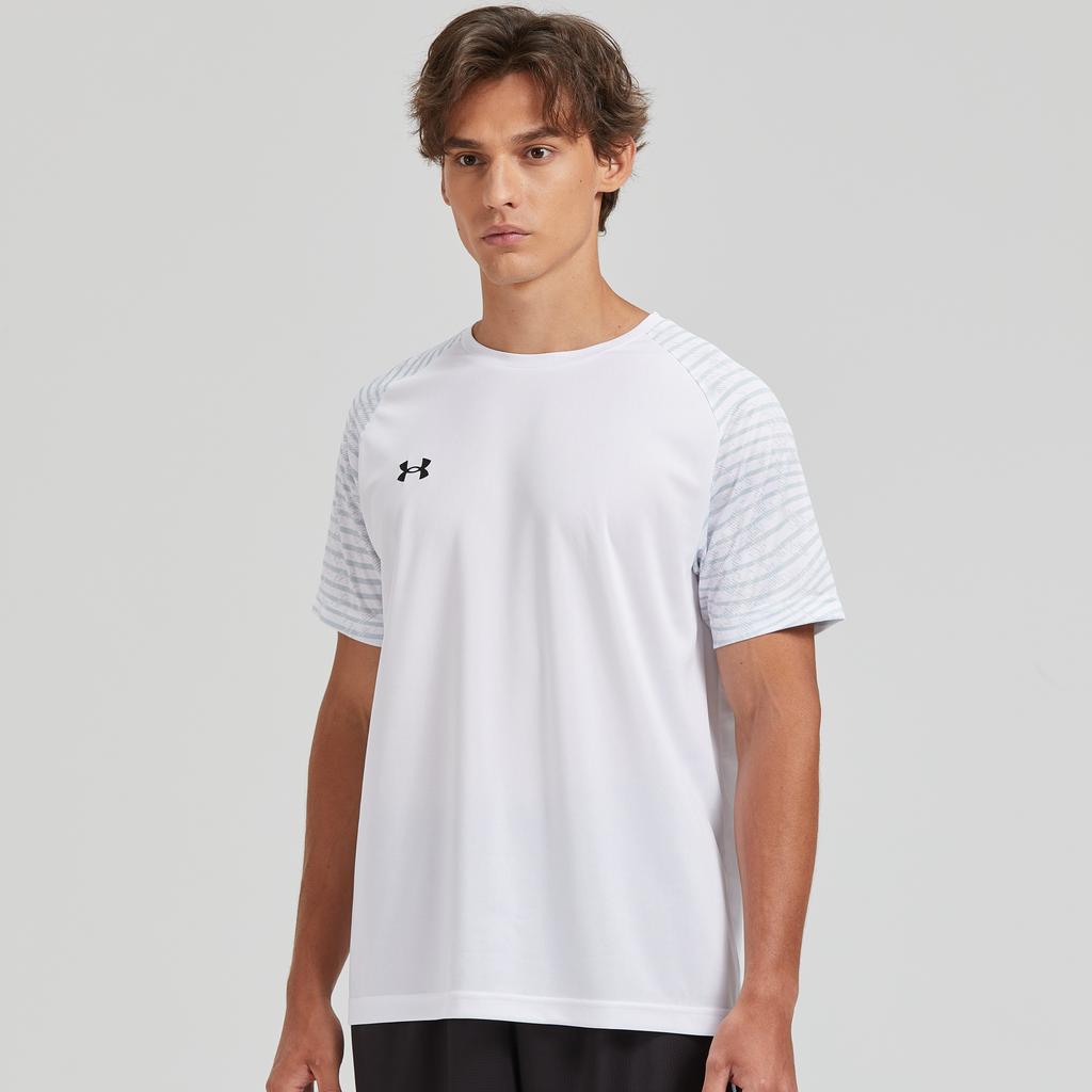 Under Armour Color Block Logo Print Sports Fitness Running Cycling American Vintage Short Sleeve T-Shirt Unisex Tops White 24500509-100