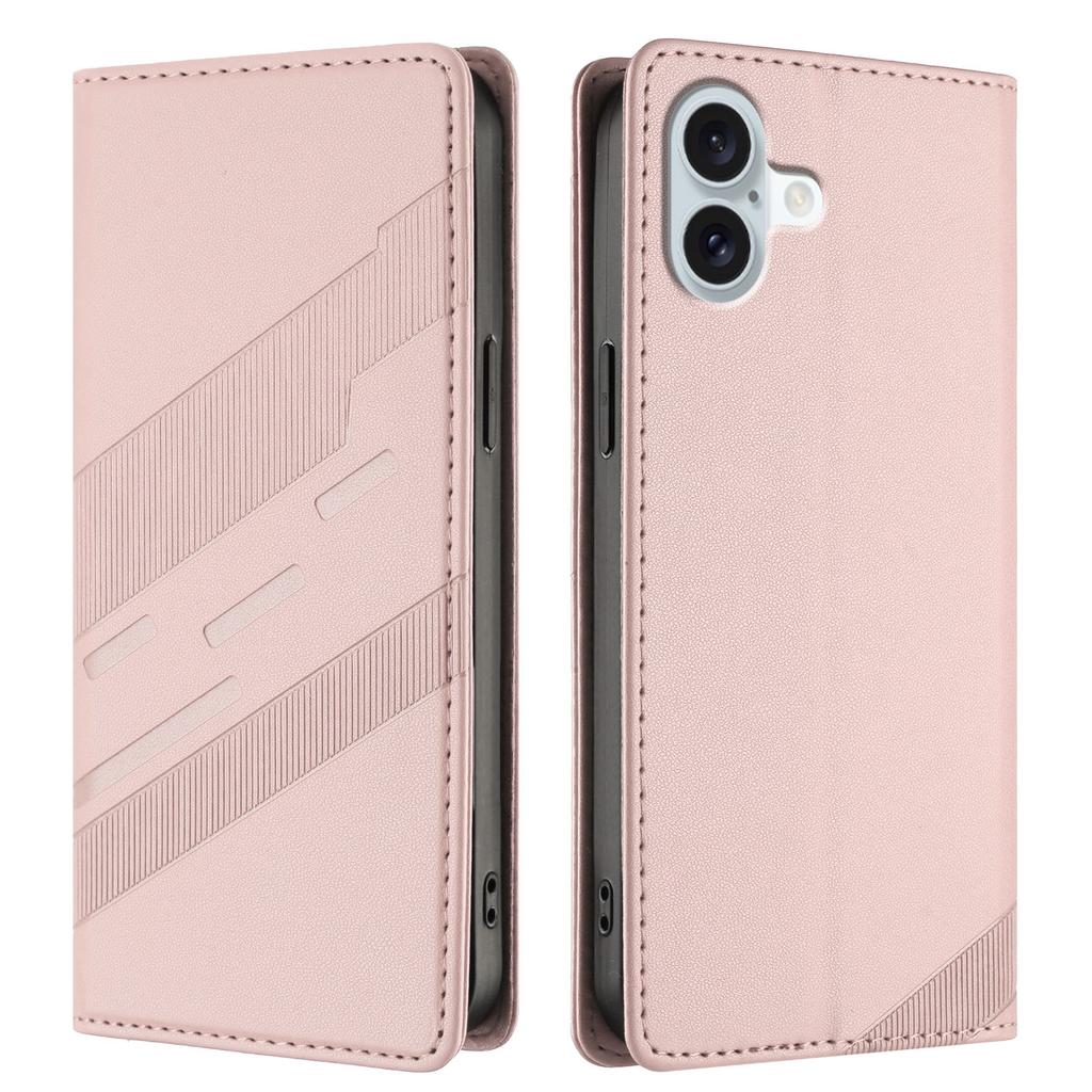 For iPhone 16 Plus Phone Cases Punk Style Imprinted Wallet Stand Leather Cover