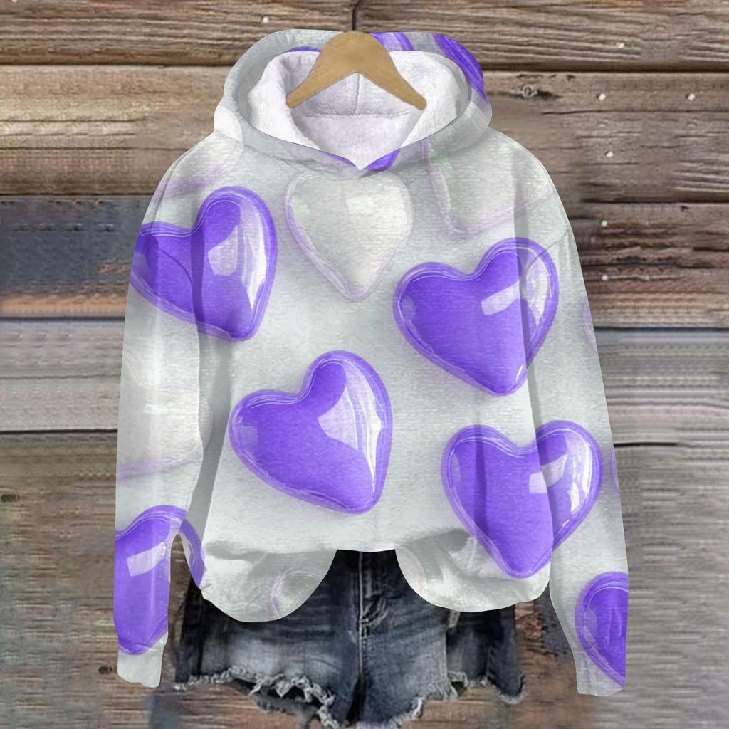 Women's Valentine's Day Printed Plush Warm Casual Jacket Sweater Winter Jacket