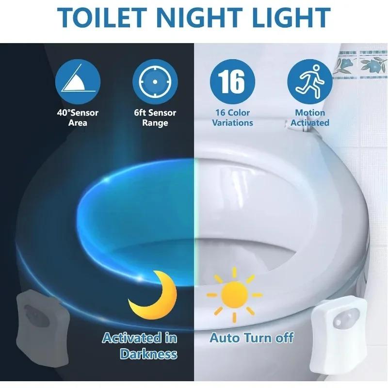 8/16 Colors Motion Sensor Light Wireless LED Night Light RGB Lamp Toilet Bathroom Atmosphere Light Colorful Sensor Night Lights