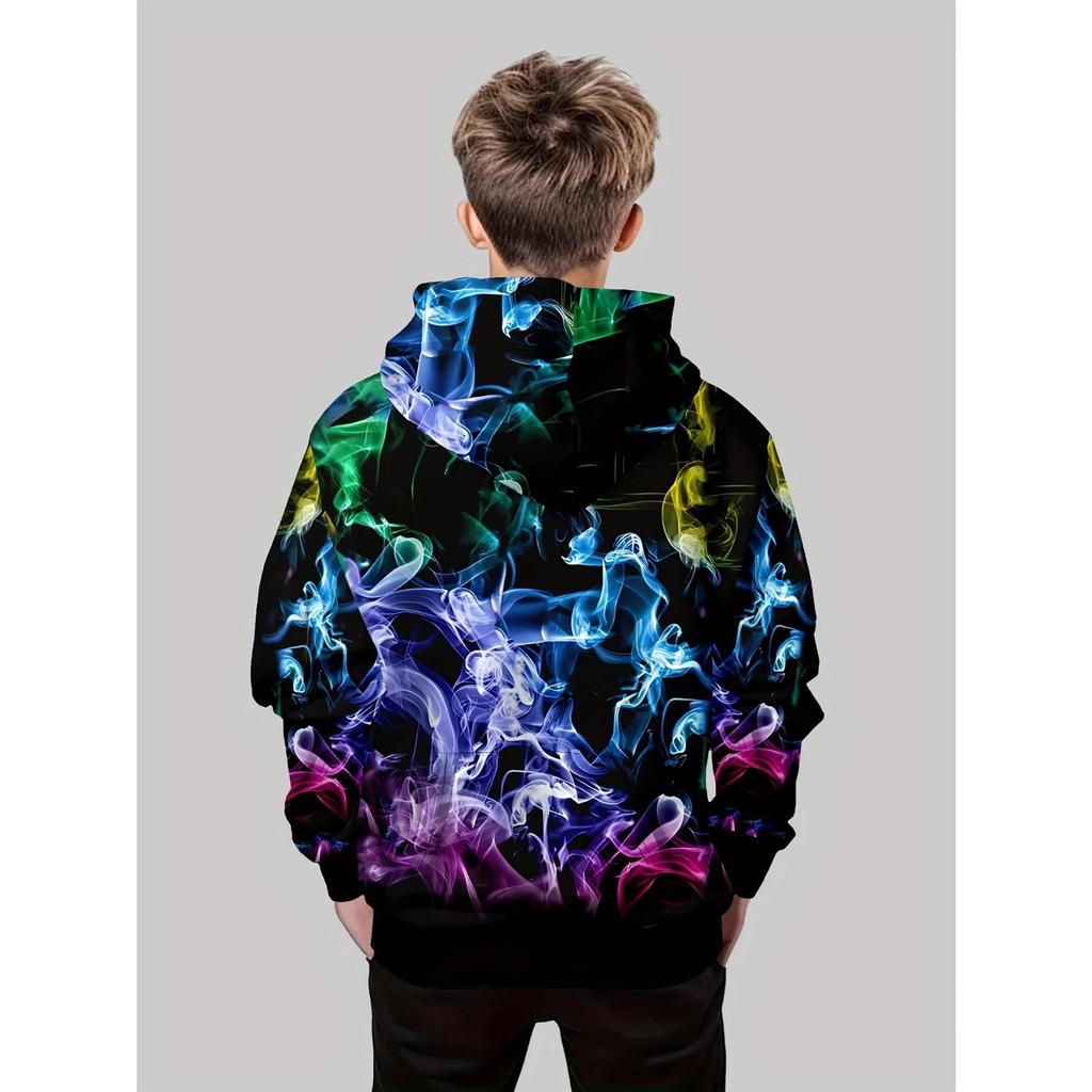 Детская одежда, креативная толстовка с капюшоном с 3D-принтом для мальчиков, повседневный спортивный топ с длинным рукавом и капюшоном для мальчиков