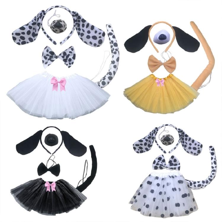 Dog Costume Accessory Set Ear Headband,Bow,Nose,Tutu,Tail Halloween Cosplay Prop