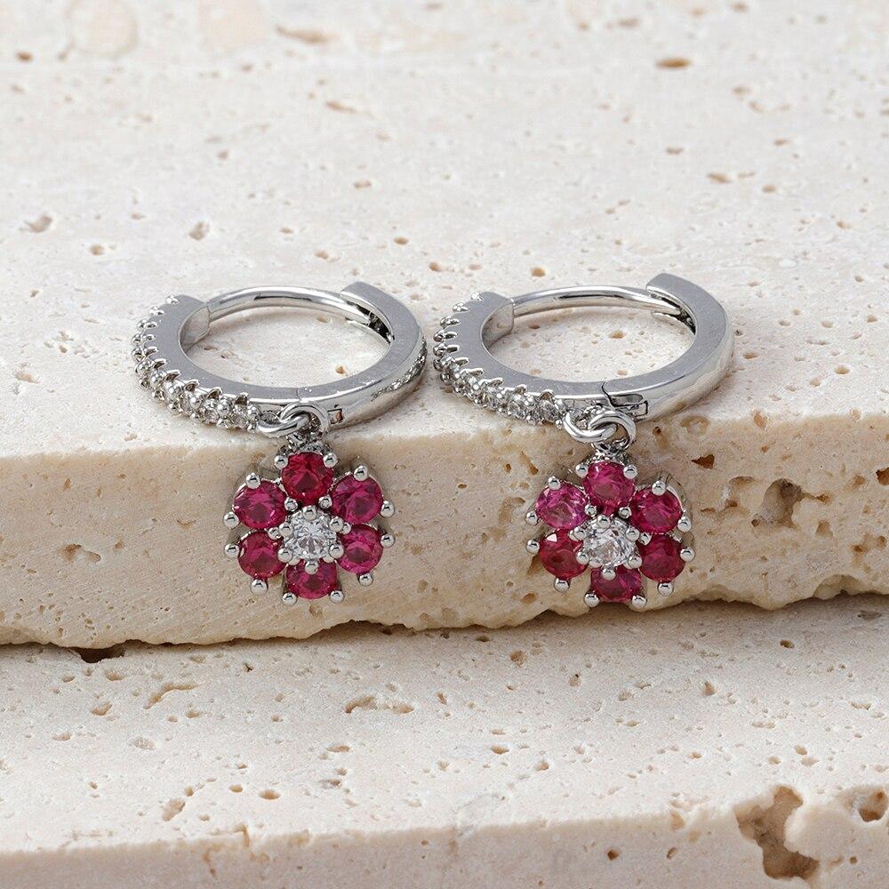 Модные серьги-капли из нержавеющей стали с цветком и цирконием для женщин, французские легкие роскошные серьги с подвеской, изысканные серьги, рождественские украшения