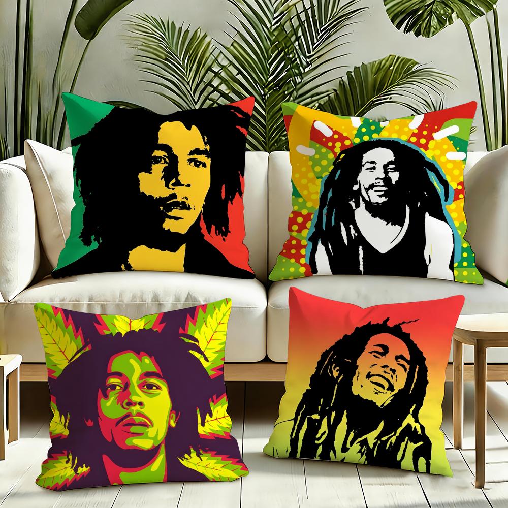 Singer BBob MMarley Cushion Cover Reversible Plush Pillow Cover Soft Fluffy Home Decor for Sofa Bedroom