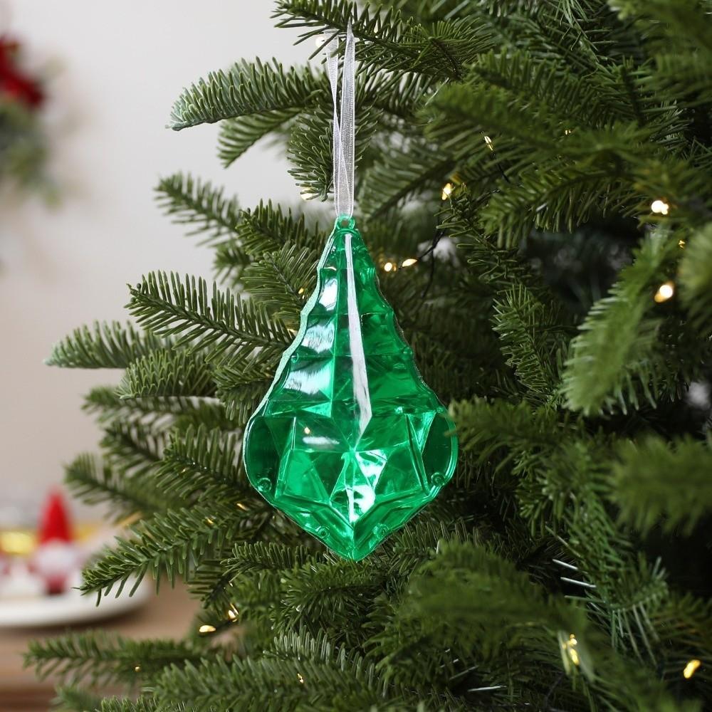 Transparent Gemstone Christmas Pendants Shining Christmas Tree Ornaments Holiday Party Supplies