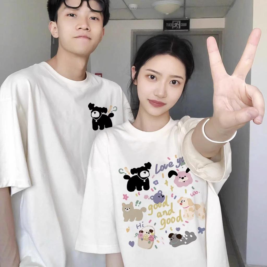 Футболка свободного покроя унисекс из чистого хлопка с короткими рукавами, лето 2025 г. - модная одежда для пар