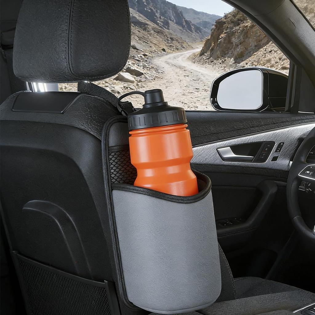 Car Cup Holder, Multifunctional 2-in-1 Vehicle Seat Side Water Bottle Organizer Bag, Auto Interior Seat Hanging Storage Holder for Phones Drinks