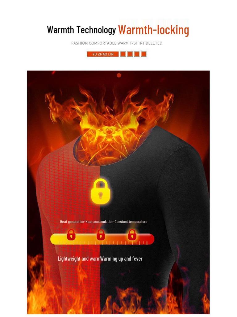 Men's Korean Fleece Set: Long Sleeve, Long Pants, High Neck, Double-Sided, Warm Base Layer for Autumn and Winter