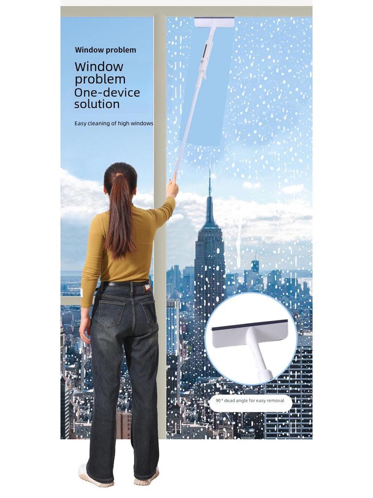 Double-Sided Window Cleaning Tool with Extendable Spray Scraper