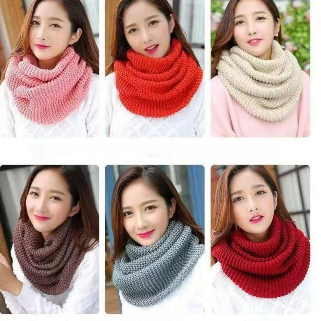 Scarf for Women Autumn and Winter, Windproof and Cold Proof Thick Neck Cover, Solid Color Versatile, Warm and Neck Protecting Knitted Scarf