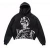 ZYLLO Punk Style Skull Washed Long Sleeve Pullover Hoodie Hip Hop Retro Street Loose Oversized Sweatshirt Harajuku Gothic Top