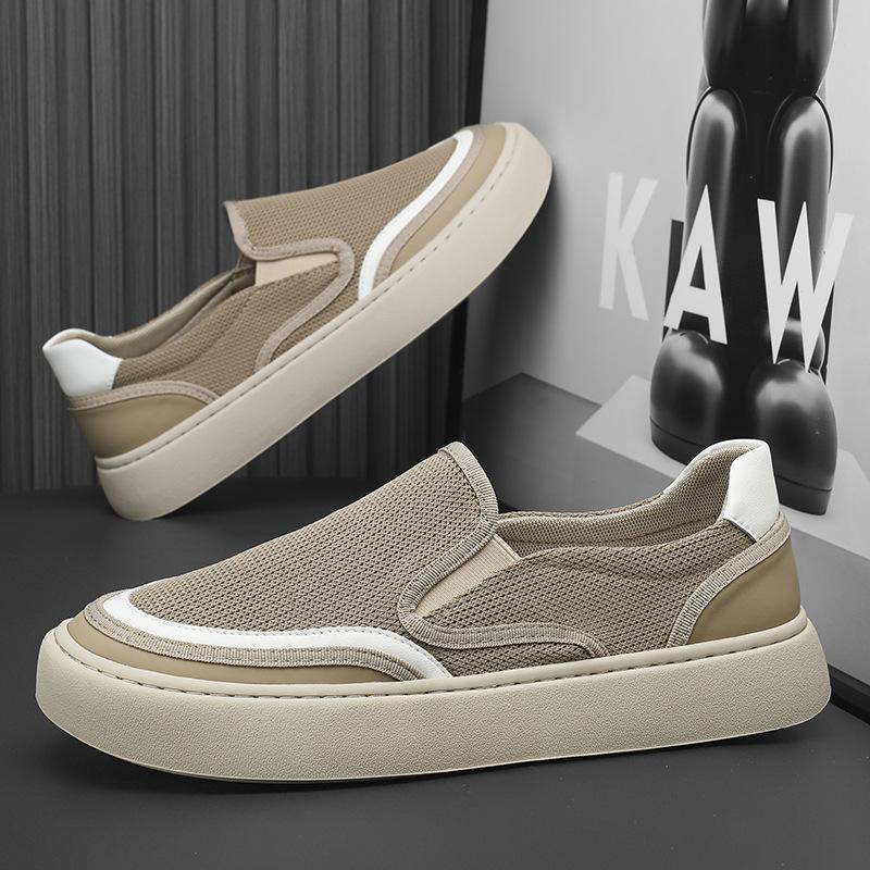 Men's Shoes New 2025 Summer Mesh Deodorant Soft Sole Driving Leisure Sports Convenient and Easy To Wear One-pedal Flat Shoes