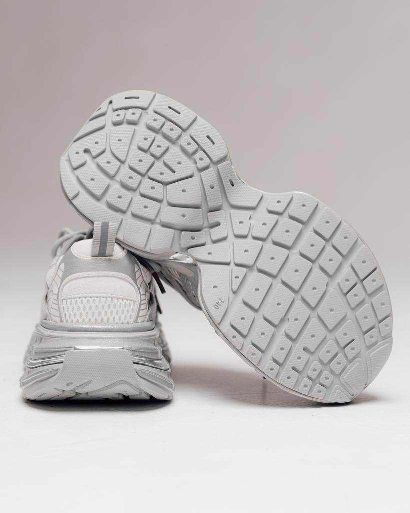 Кроссовки на платформе Allsy 19527 36 серо-молочные кожа текстиль