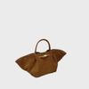 Vintage-Style Folding Basket Tote: Large Capacity Cowhide Bag for Women