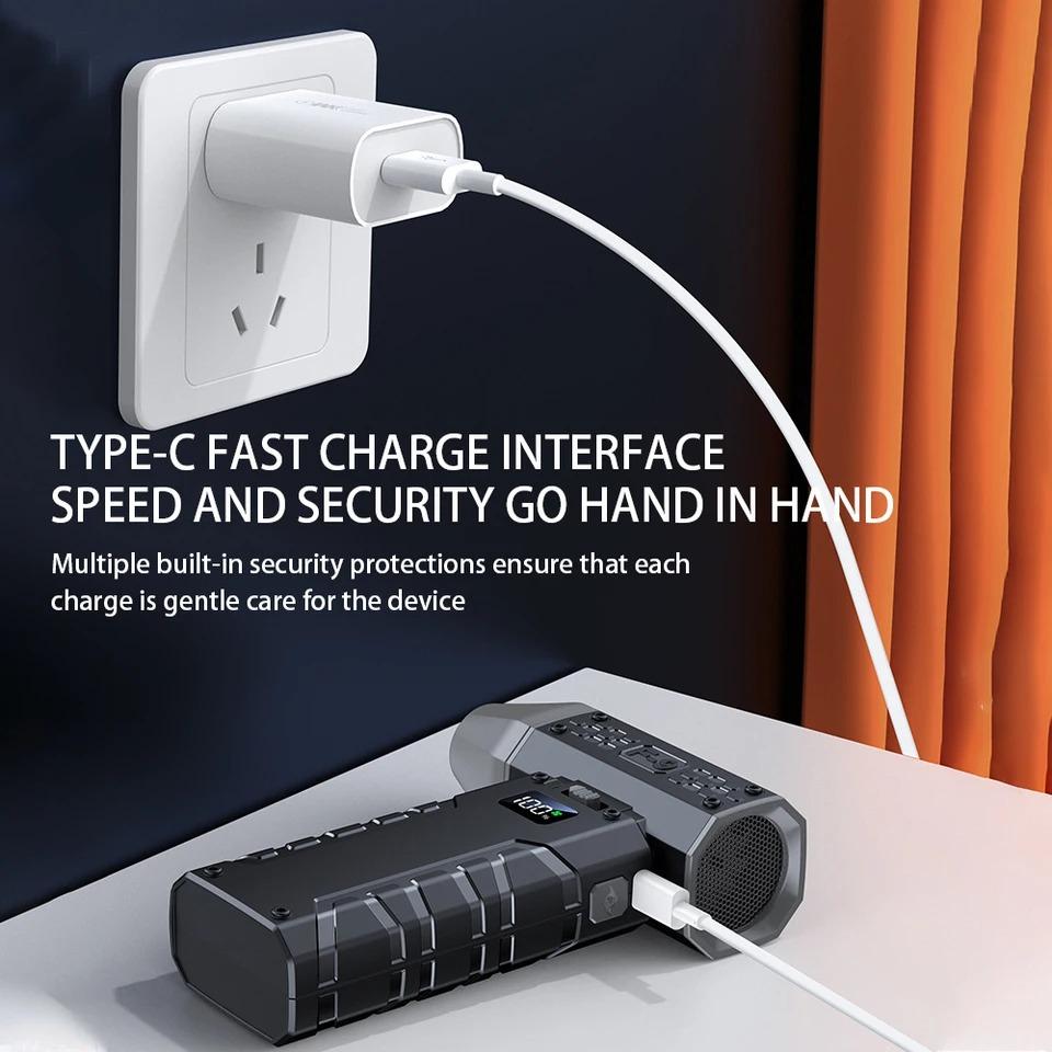 Мини турбовентилятор 160000 об/мин Электрический пылесос с регулируемой скоростью Цифровой дисплей Турбовентилятор Мощная воздуходувка Перезаряжаемый с подсветкой Для чистки автомобиля