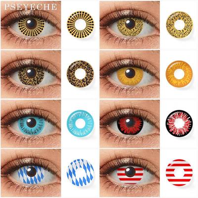 Контактные линзы в горошек с тыквой Коричневые контактные линзы с леопардовым принтом Хэллоуин Контактные линзы Ледяной синий Шива Контактные линзы Дьявольские красные контакты