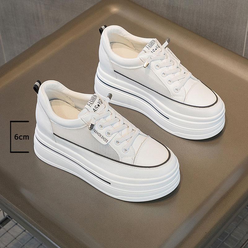 Fujin/ботинки на платформе из натуральной кожи с сеткой 8,5 см, женские кроссовки на танкетке, летняя обувь, белые сандалии на плоской подошве, тапочки, шлепанцы