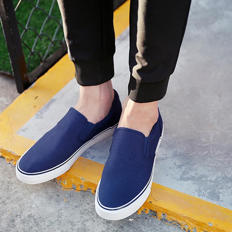 Мужская повседневная обувь Высококачественная мужская обувь One Pedal All Black Canvas Shoes Повседневные комплекты мужской дышащей тканевой обуви gvf