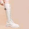 Women's Boots Biker Long Footwear Middle Heel Shoes For Woman New Rock Winter Knee High Shaft In Stylish Promotion Boot Pu