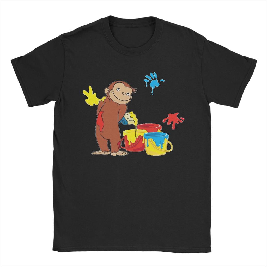 Cartoon Banana Cute Brown Monkey T Shirt Cotton Fun T-Shirts Crewneck Curious George Tees Short Sleeve Clothes Plus Size