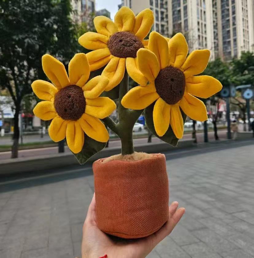 Jc Plush Potted Plant Decor Toy Sunflower Daisy Drop Stuffed Soft Comfortable Doll Home Decoration Trendy Toy Jc Plush Gift
