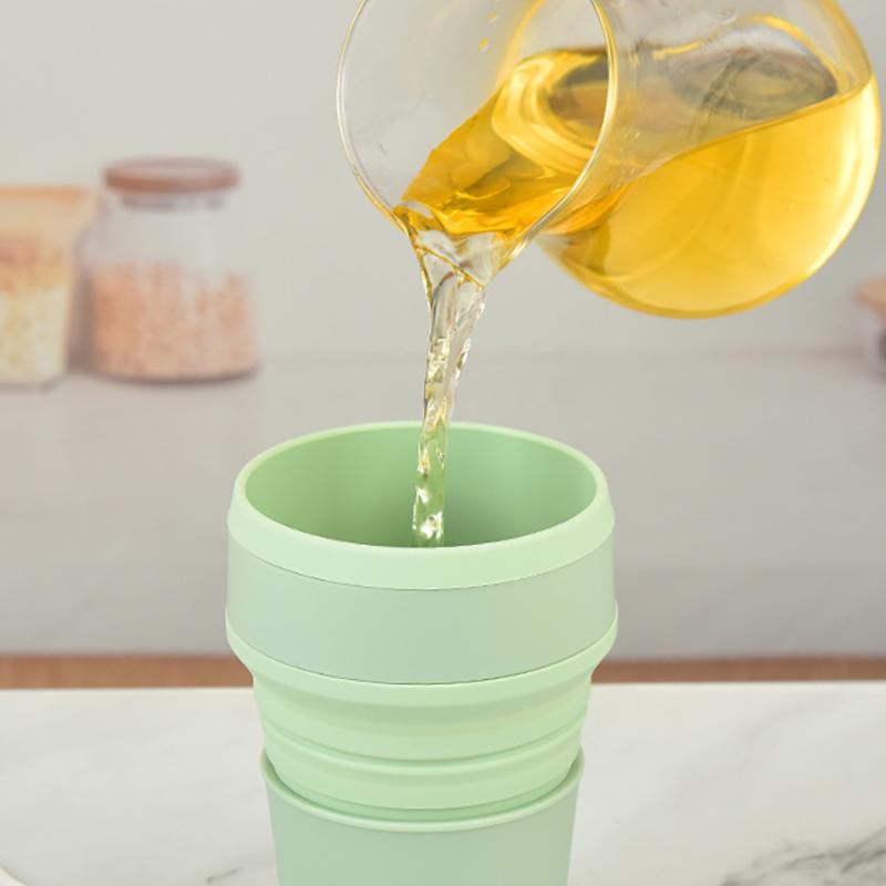 Silicone Folding Cup Collapsible Mug With Cover Coffee Travel Outdoors Portable Water Drinking Tea Cups